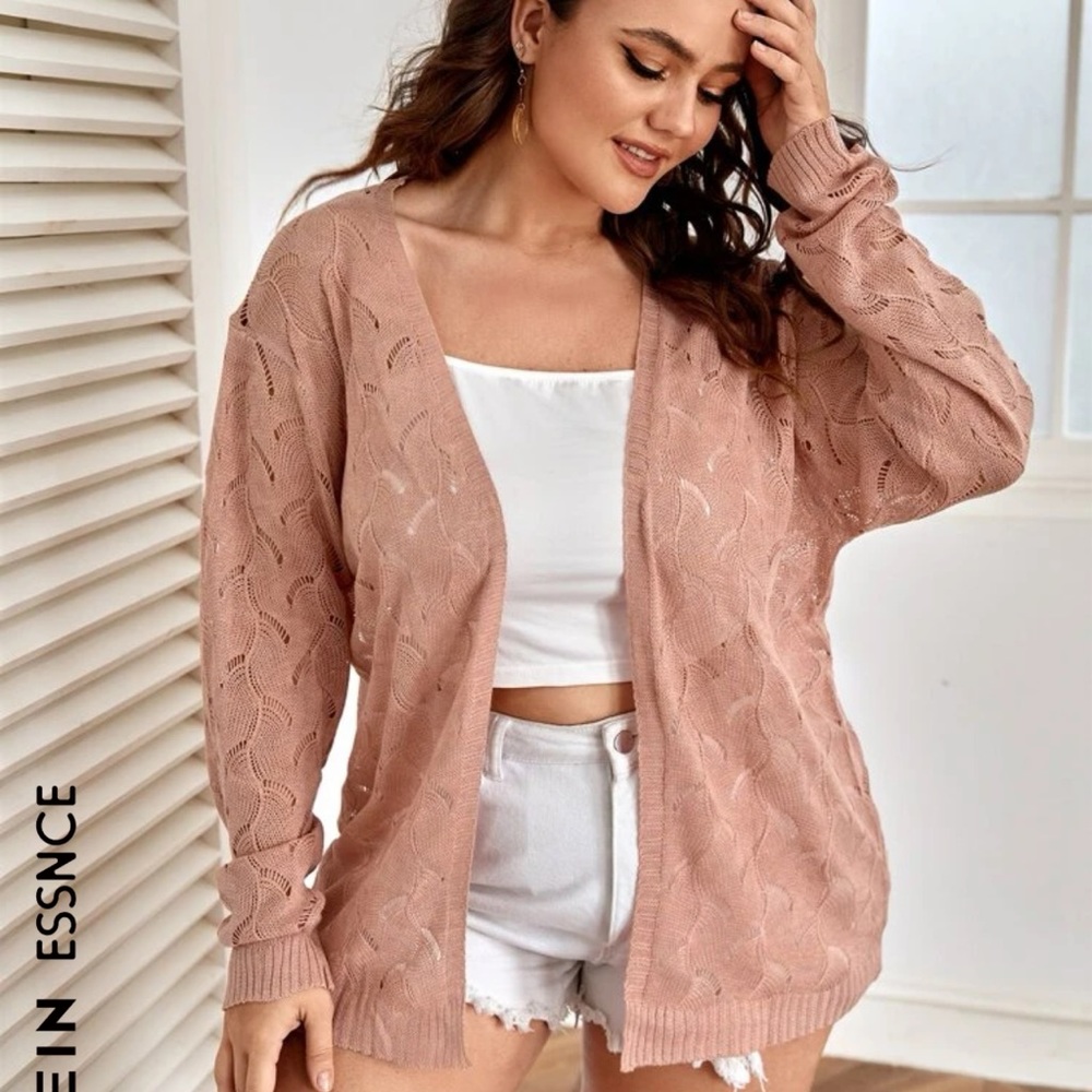 SHEIN Unity Plus Pointelle Knit Duster Cardigan size 1x (14)